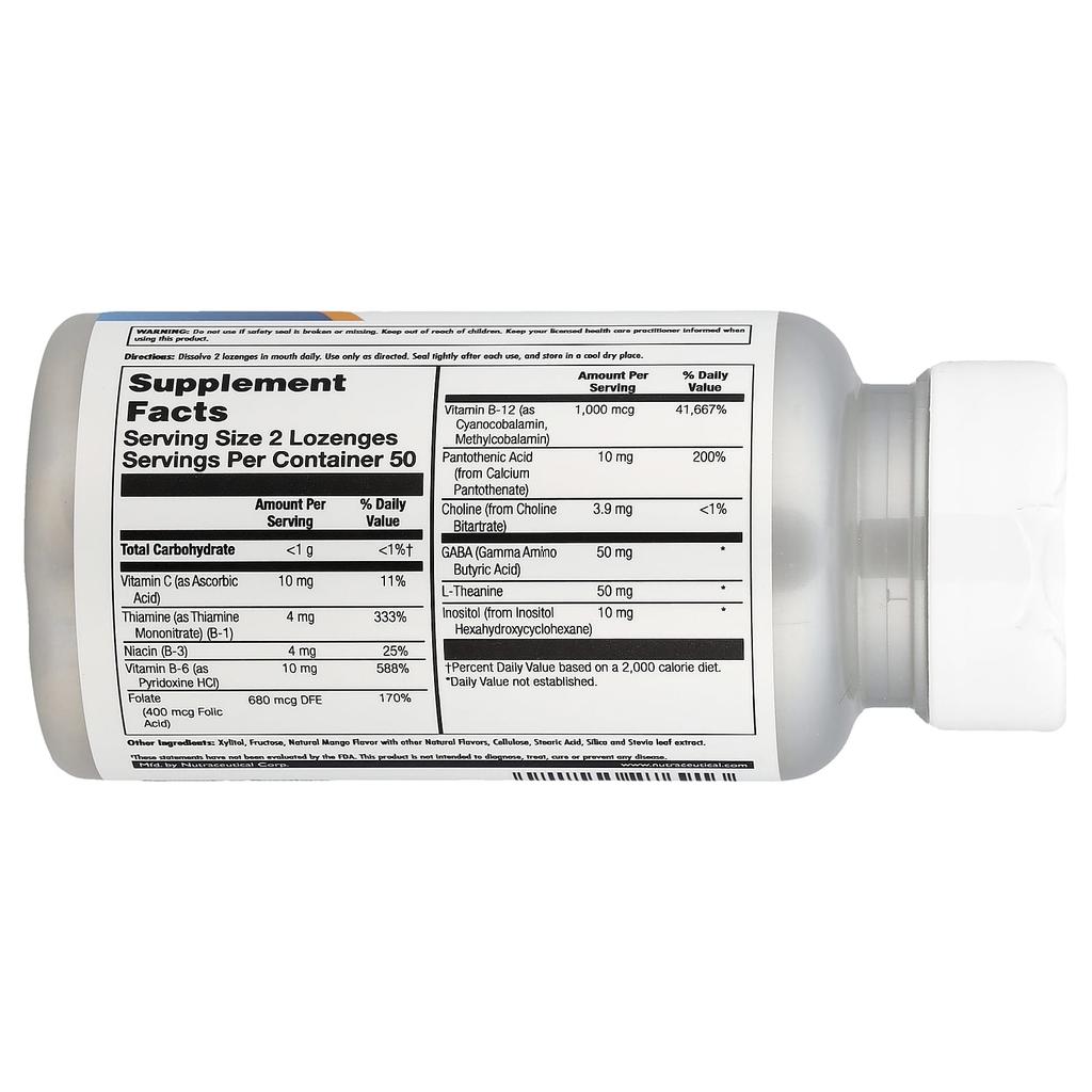 Gaba L-Theanine Stress B Lozenges, Natural Mango Tangerine Flavor, 100 Lozenges