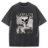 Skull Ramen Noodle Japanese Manga Skull Thanksgiving Christmas Gothic Christmas Washed T Shirt Tee Shirt