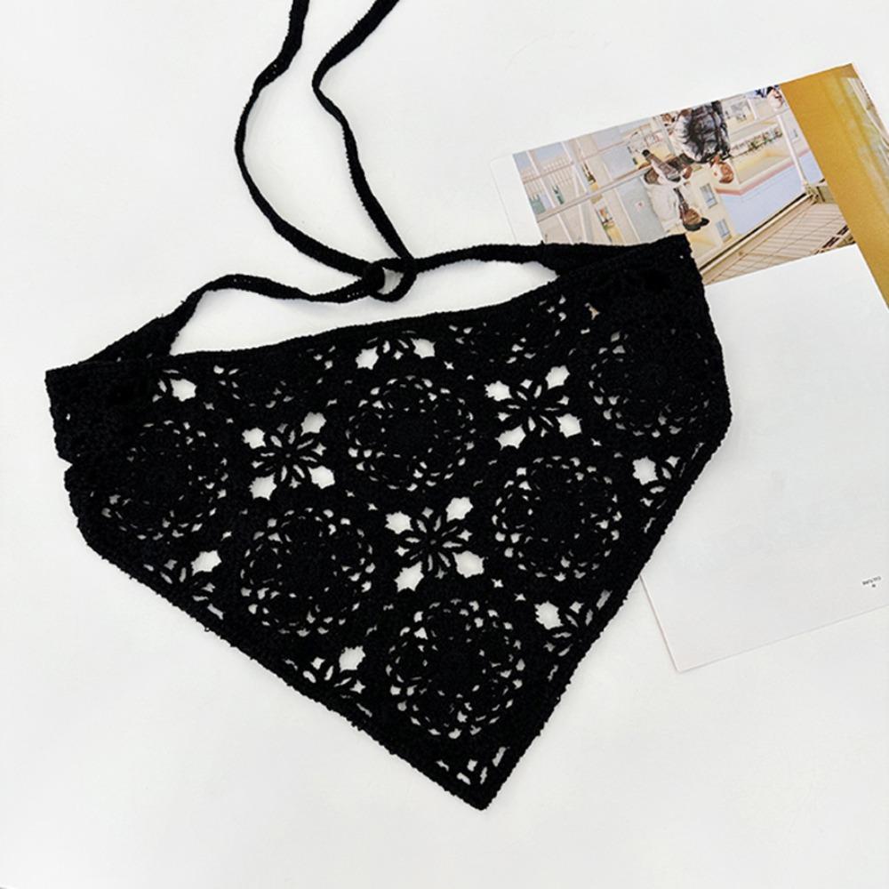 Crochet Floral Headband Ribbon Turban Triangular Scarf Fashion Bandana  Summer