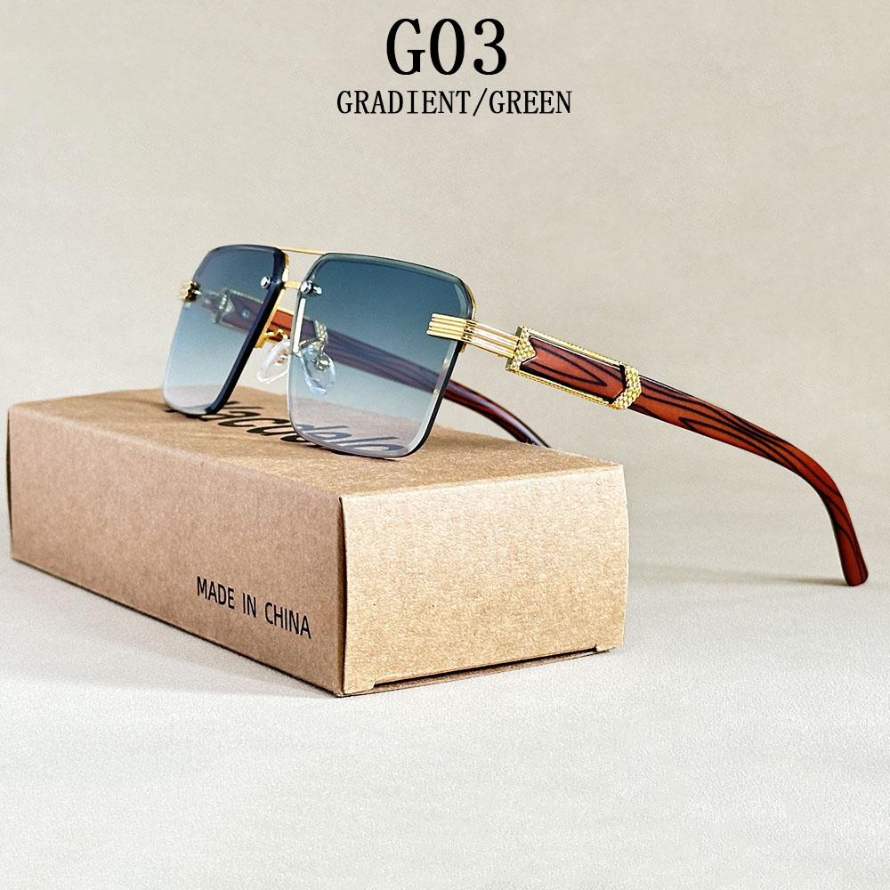 Fashion Sunglasses For Men Oculos Square Sunglasses Women Vacation Rimless Glasses Designer Vintage Sunglass