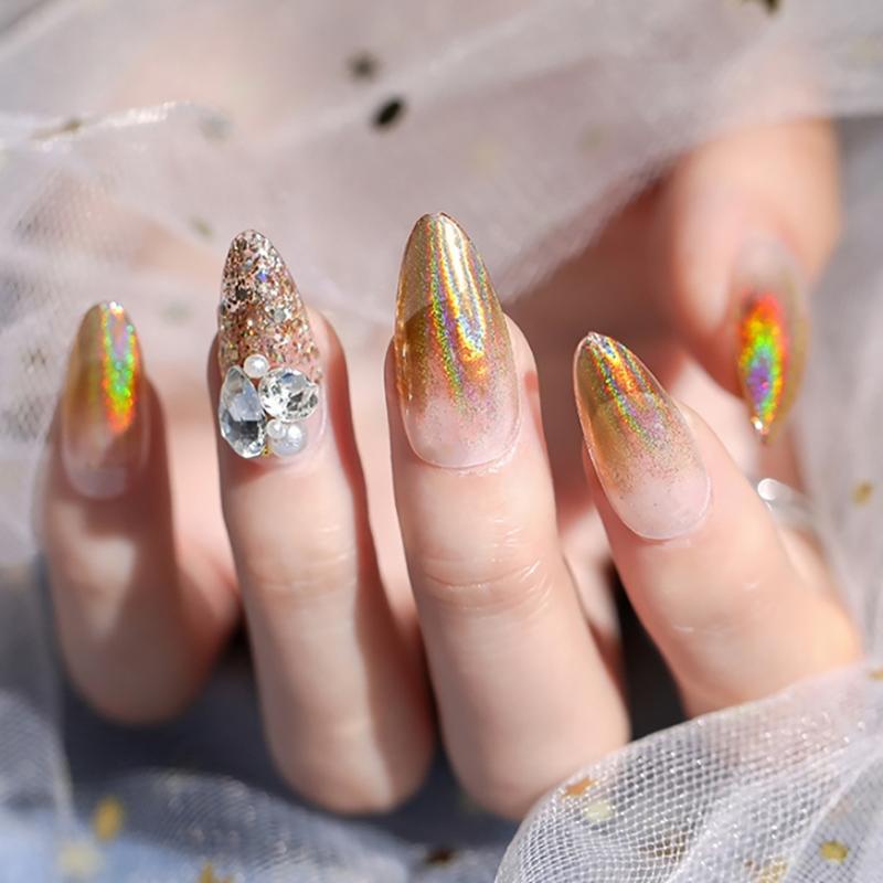 Ногти Аврора Жемчужный Серебряный Глиттерная Пыль Хром Лунный Серебряный Втираемая Пудра Ракушка Зеркальный Пигмент Материалы для Нейл-Арта Декор