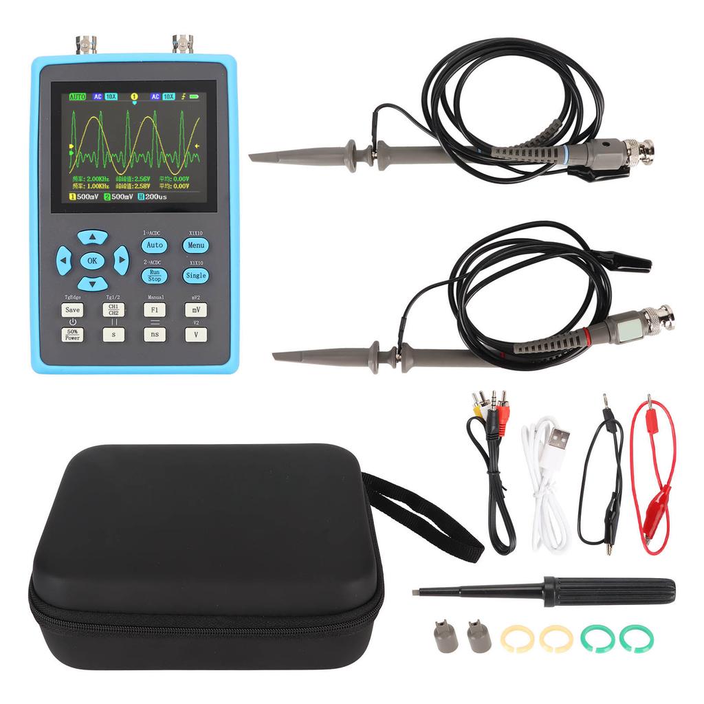 Handheld Oscilloscope 2 Channel 120MHz Bandwidth 2.8in LCD Backlight Display 3 Scan Modes Digital Oscilloscope