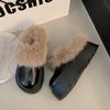 Fur Flats Women Slippers Platform Plush Mules Shoes High Heels Slingback Flip Flops Winter Trend Casual Non Slip Zapatos Mujer