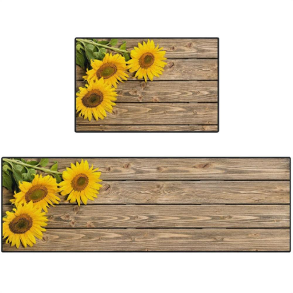 Kitchen Floor Mat Sunflower Honey Wood Grain Laundry Room Washable Mat HOME Decor Hallway Nonslip Rug Bedside Rug Doormat Gift