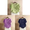 Cotton Linen T Shirt For Women With Loose Fit And Short Sleeves For Casual Wear