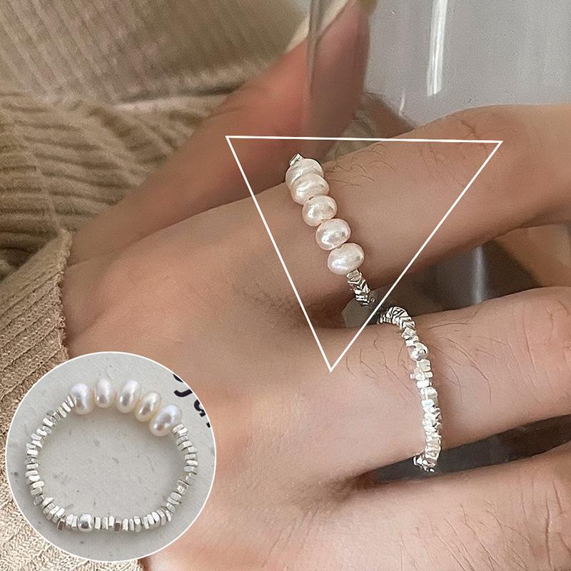 Винтажное посеребренное кольцо из серебра 925 пробы с жемчугом, открытое, для женщин