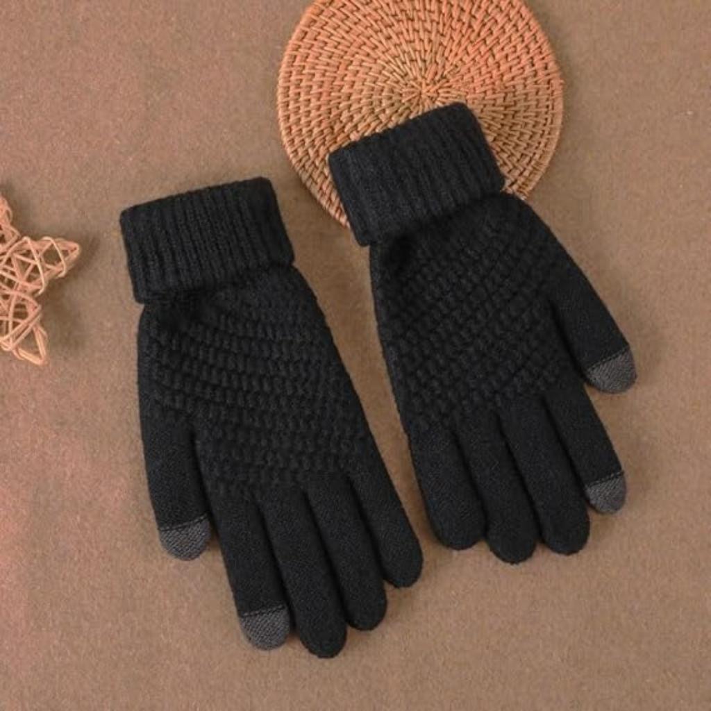 Теплые перчатки для женщин и мужчин. Вязаные варежки с флисовой подкладкой.