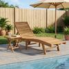 Sun Lounger 2 pcs Brown Solid Wood Teak