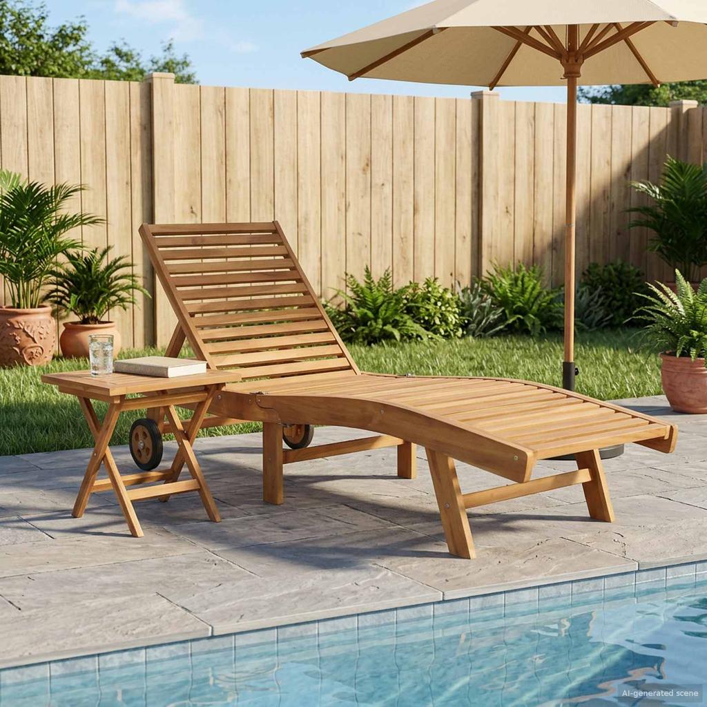 Sun Lounger 2 pcs Brown Solid Wood Teak