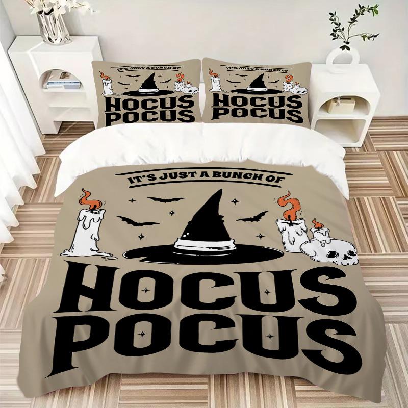 Hocus Pocus Halloween Magic Print 3Pcs Bedding Setduvet Cover With 2 Bedropillowcase Home Birthday Gift