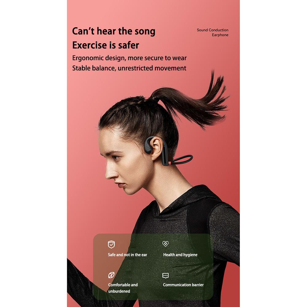 Bone Conduction Bluetooth-compatible 5.2 Headset Waterproof Sweatproof Stereo Wireless Sports Earphone W10