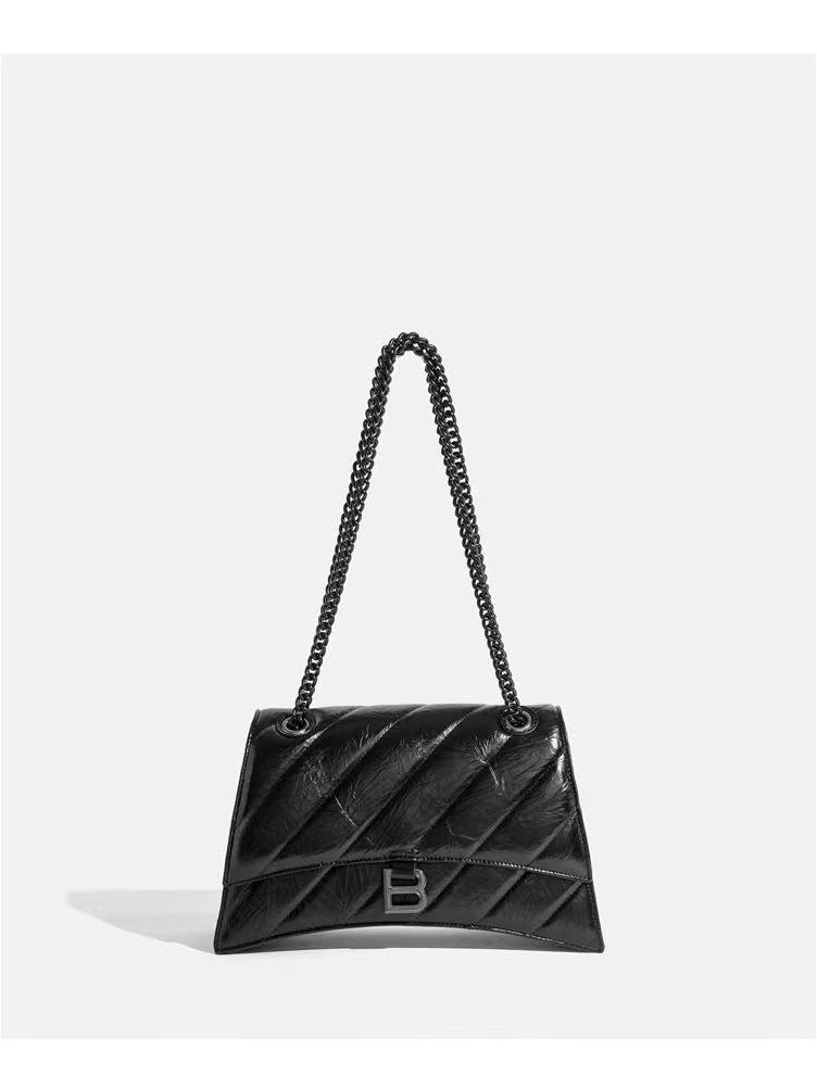 Сумка из коровьей кожи с плиссировкой в форме песочных часов и бриллиантами, весна/лето 2023 г., с пряжкой-цепочкой в форме буквы B — женская сумка через плечо/через плечо