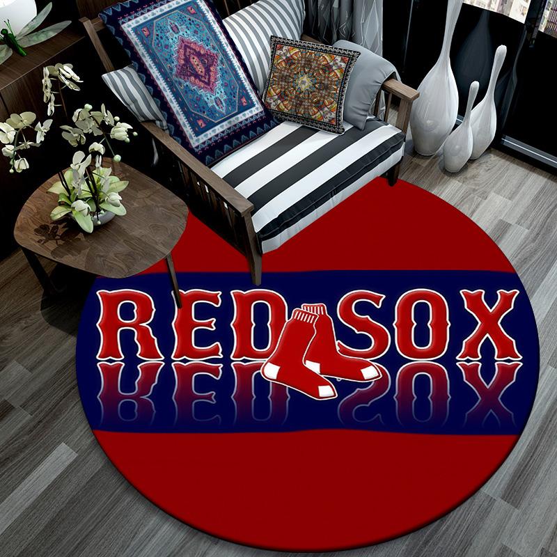 Boston Red Sox2,Round Area Rug,Carpet Rug for Living Room Bedroom Sofa Playroom Decor,Non-slip Floor Mat