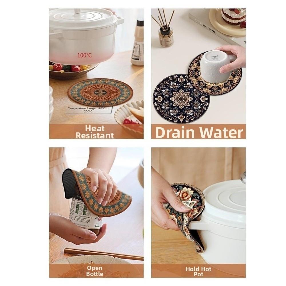 4Pcs 12/22cm Coffee Cup Mats Round Heat Resistant Mats Heat Insulating Trivets Kitchen