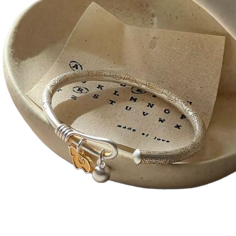 Lucky Little Horse Bronze Coin Peace Lock - Gold-Plated Sterling Silver Horse Bracelet for Women