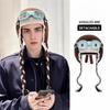 Crocheted Knitted Beanie Windproof Earflap Cap Winter Pilot Hat With Goggles  Skiing