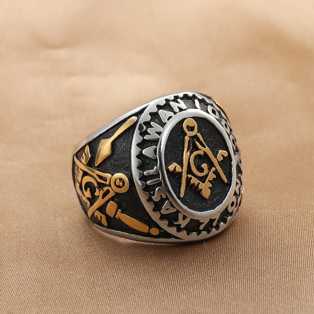 Vintage 316L Stainless Steel Masonic Letter Ring for Men Women Free Mason Masonic G Ring Fashion Vintage Jewelry Gift Wholesale