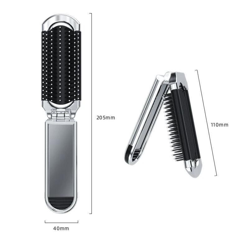 Милые складные домашние мини-щетки для волос с бантом, женские портативные двойного назначения для маленьких девочек, съемные, массажные, для кожи головы, с подушкой безопасности и зеркалом