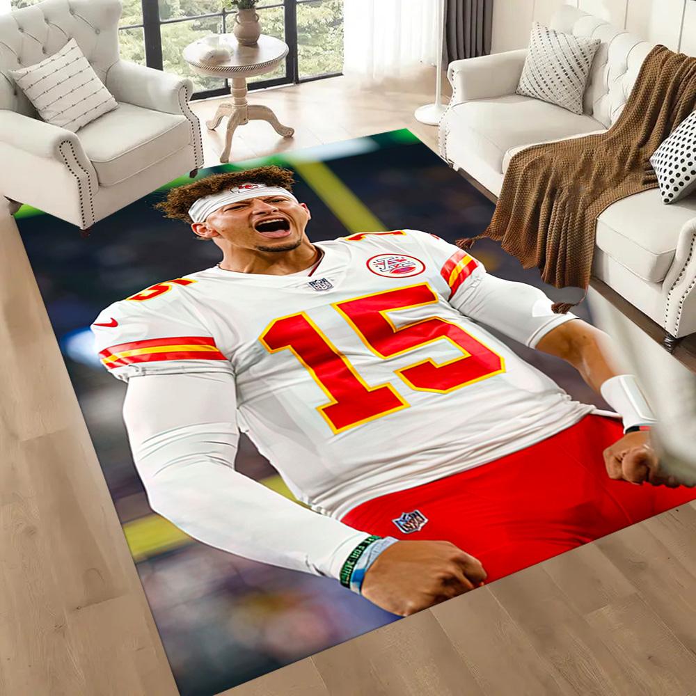 Patrick Mahomes2 Square rugs are a great choice for living rooms, bedrooms, home décor, and as gifts.