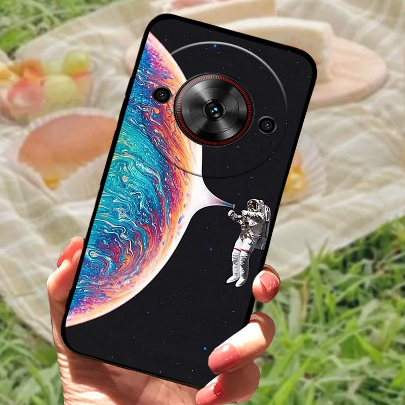 Чехол-бампер для ZTE Nubia Focus 5G, силиконовый, мягкий, с рисунком мрамора, черный, защитный