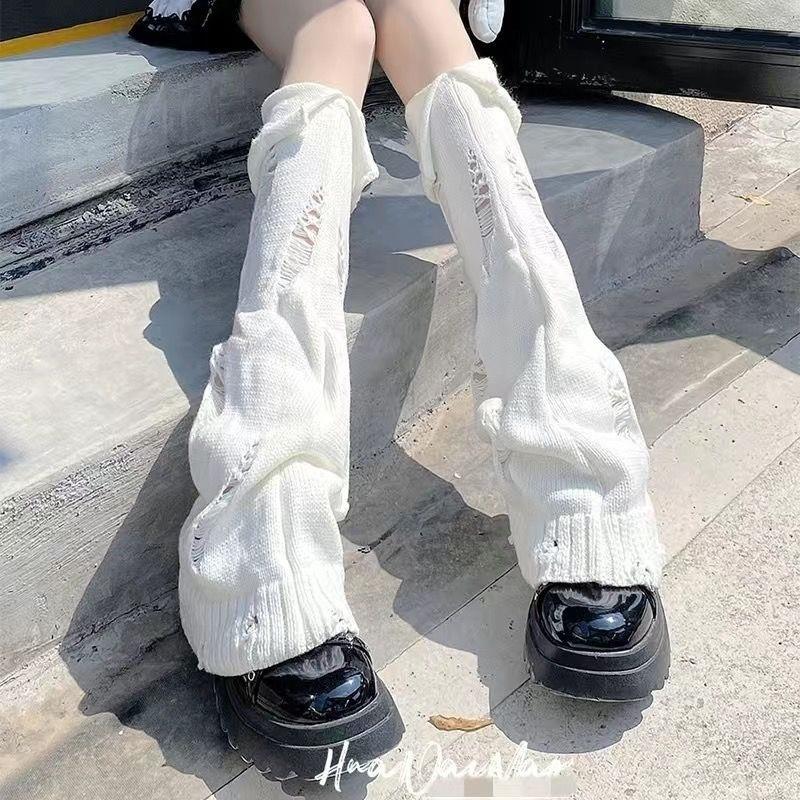 Non-flanging Versatile Leg Hole Socks Cute Sexy Leg-shaping Warm Thickened Leg Warmers Women Acrylic Fiber Handmade Boneless