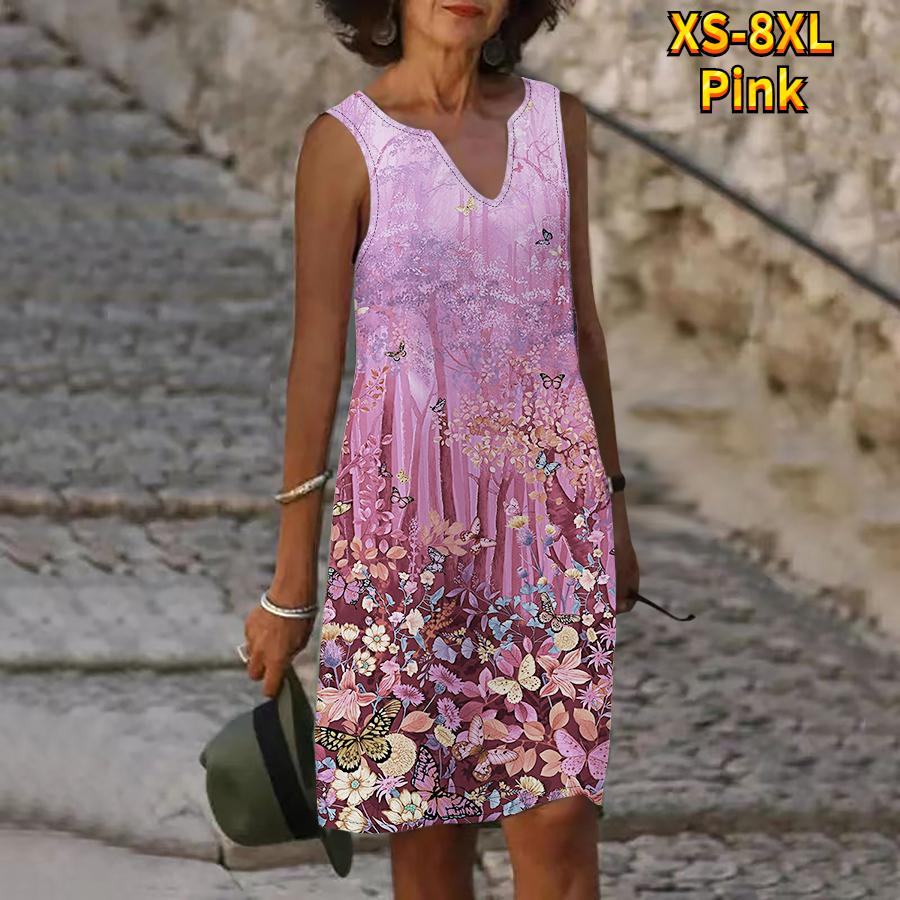Женское платье с v-образным вырезом, летнее лесное платье с фрагментированными цветами и принтом, повседневное модное платье без рукавов, повседневные свободные сексуальные платья размера плюс XS-8XL