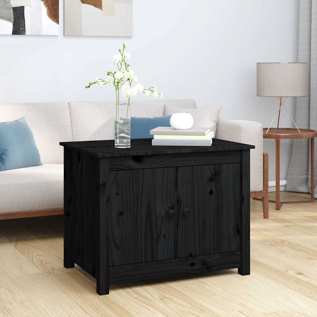 Vidaxl Stolik Kawowy, Czarny, 71X49X55 Cm, Lite Drewno Sosnowe