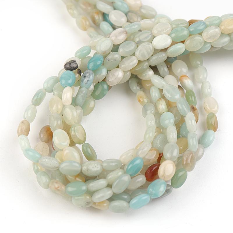 Apx 45pcs 8X6mm Oval Flat Natural Stone Beads Tiger Eye Amazonite Turquoises Agates Jaspers Beads Loose Beads For Jewelry Making