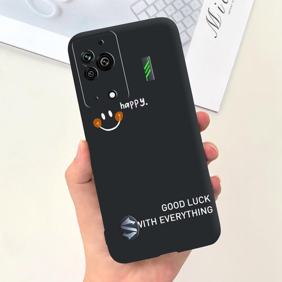 Чехол для телефона Black Shark 5 5Pro Буквы-прозвища Мягкий на ощупь Задняя крышка Черный силиконовый бампер Оболочка Xiaomi Blackshark 5 Pro