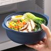 4 Set Household Large Capacity Ramen Noodles Bowl Vertical Striped Plastic Soup Bowl with Lid and Spoon Salad Bowl Canteen
