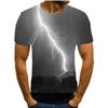 2024 Men's 3D Printing T-Shirt Lightning Landscape Printing T-Shirt Round Neck Beach T-Shirts Men's T-Shirt Summer