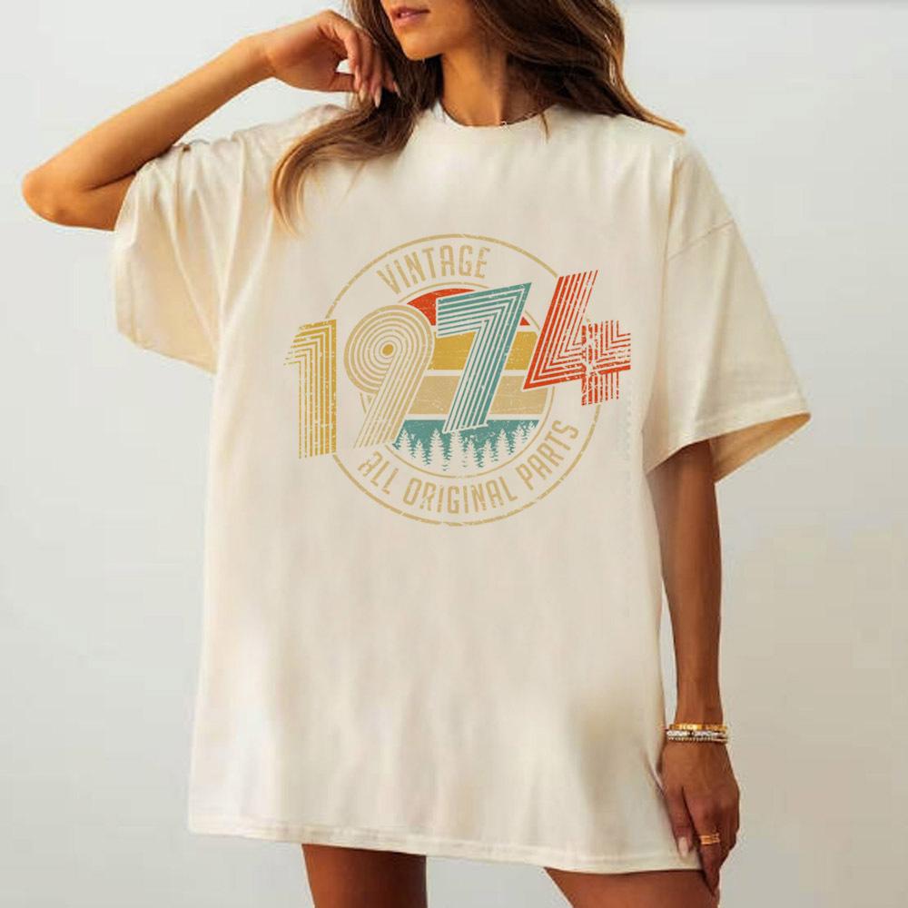 1974 t shirt teen Pop Culture Breathable University Grunge Y2k top tees Vintage University Y2k Colorful Pop Culture 2000s