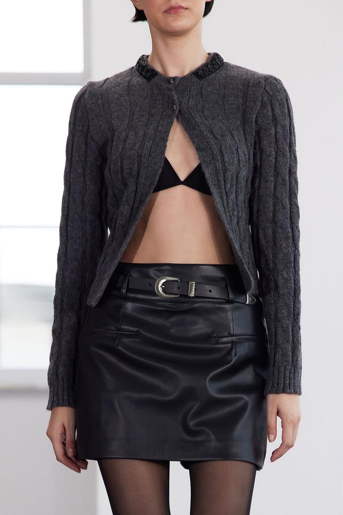 Женский свитер в элегантном стиле, ограниченная серия, антрацитовый, мягкий текстурированный трикотаж с плетеными волосами, свитер