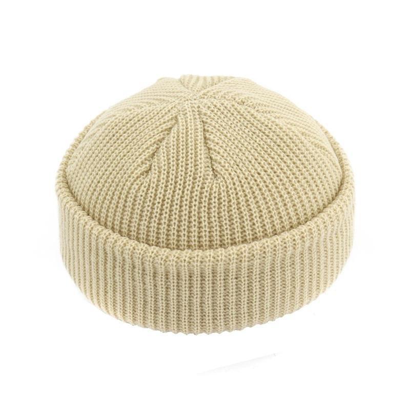 Knitted Beanie Hat Unisex Cap Fashion Hip-hop Cuffed Short Cap Bonnet Warm Ribbed Fisherman Hat