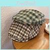 Grid Retro Trendy Print Newsboy Cap Windproof Warm Features Casual Streetwear