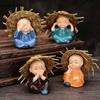 Set of 4 Baby Monk Hat Buddha Figurines - for Car Dashboard Home Decor Office Decor Gifting for Pregnant Women Diwali Decor Vaastu Decor Fengshui