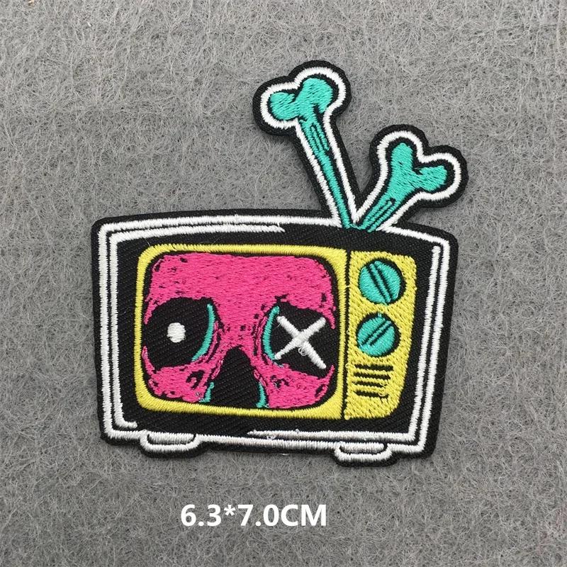 Вышитые нашивки на одежду Панк-нашивки для одежды Наклейки DIY с черепами и полосками Мультяшные нашивки Аппликации Значки