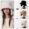 Solid Color Winter Fisherman Hat Anti-cold Plush Bucket Cap Gifts Ear Protection Cap  Women