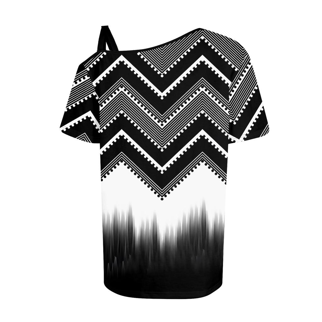 Женская модная повседневная футболка с принтом, сексуальная футболка с короткими рукавами и открытыми плечами, топ