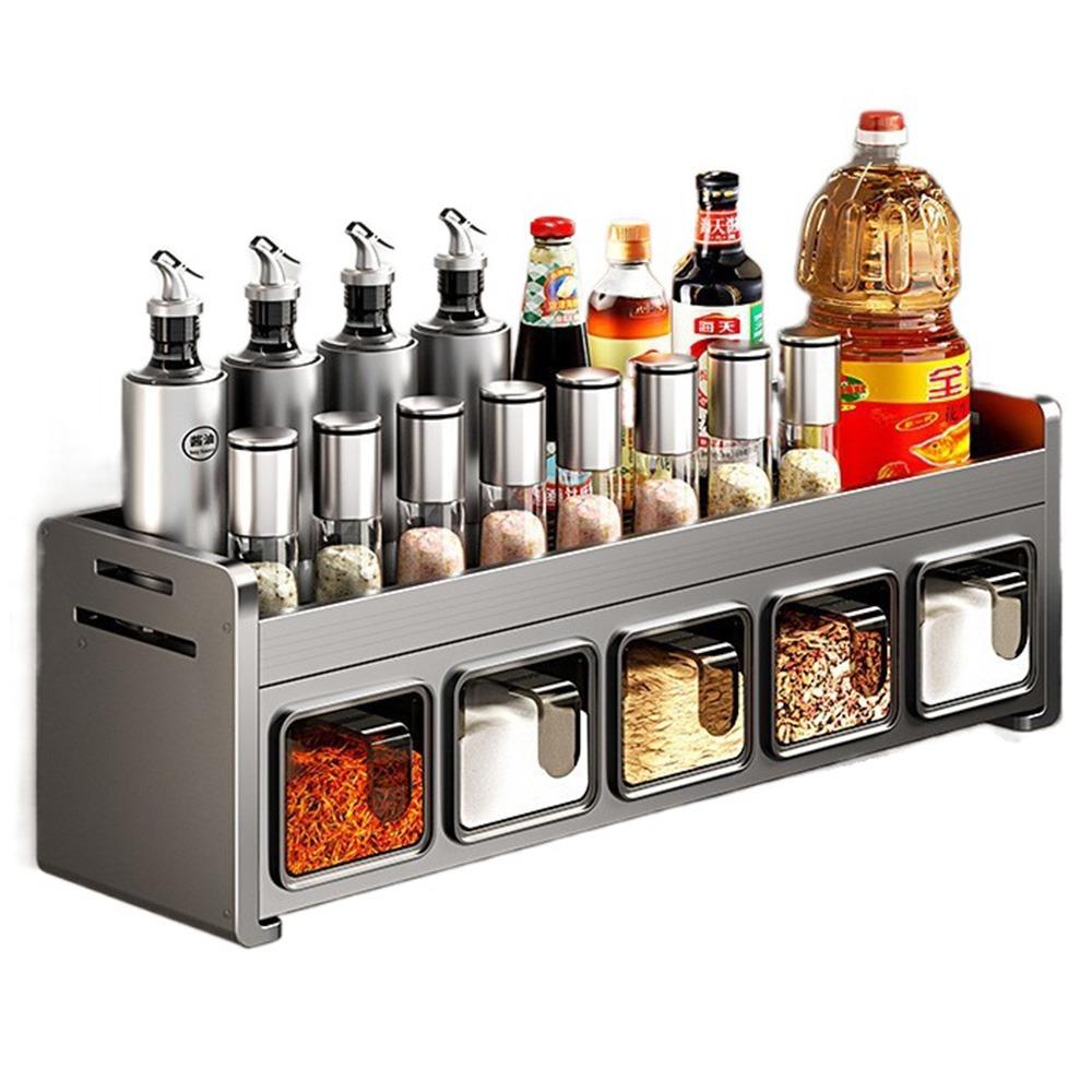 Multifunctional Condiment Jar Storage Holder Waterproof Spice Jars Rack Seasoning Box Rack Salt