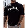 Men's Summer Loose Size 100% Cotton California Print Slim Fit Casual Round Neck Short Sleeve T-shirt Top