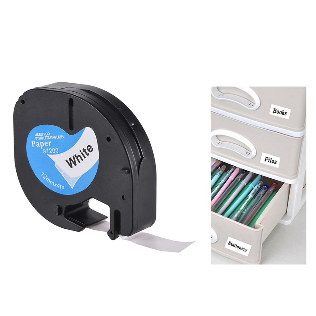 Labeling Label Tape 91200 Self Adhesive Refills Black Print on White Paper 1 2 Inch * 13 Feet 12mm * 4m for DYMO LT