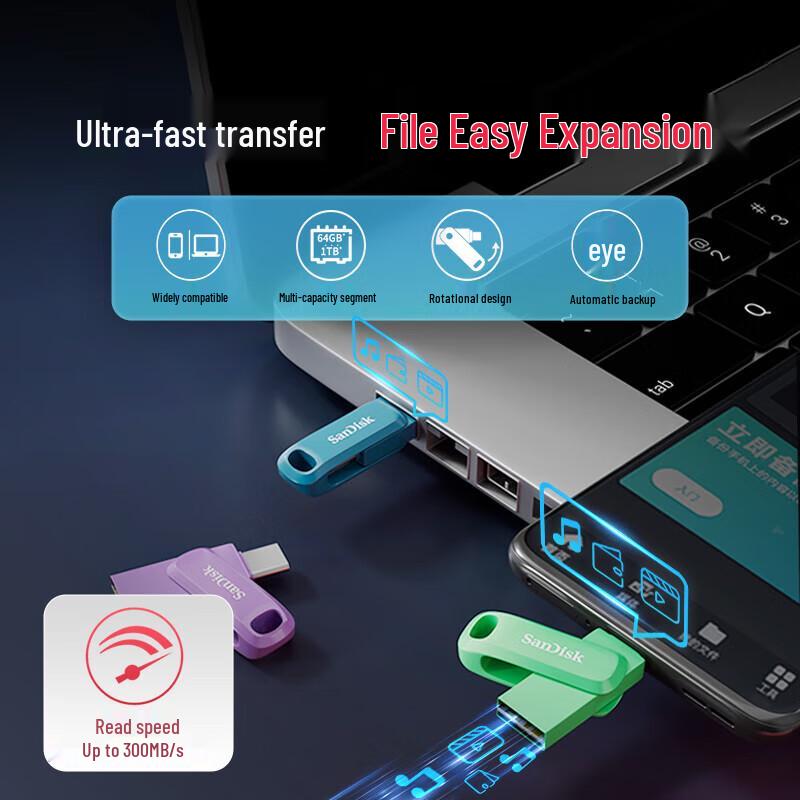 SanDisk 64GB Type-C USB 3.2 Dual Drive Go Flash Drive