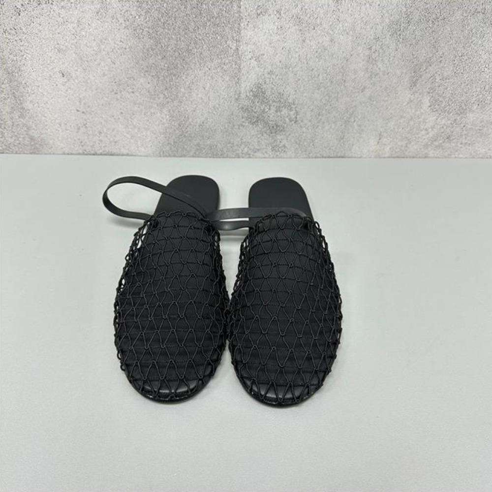 Женские сандалии Модные римские сандалии из сетчатой ткани с ажурным узором для женщин Летние новые плоские полутапочки Женская обувь Женская обувь