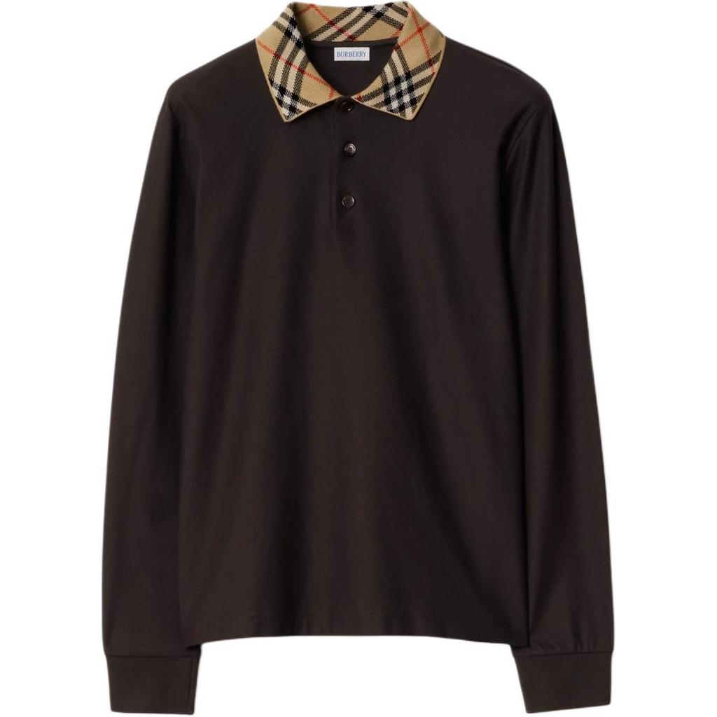 Burberry Check Collared Long Sleeved Polo Shirt 81160121