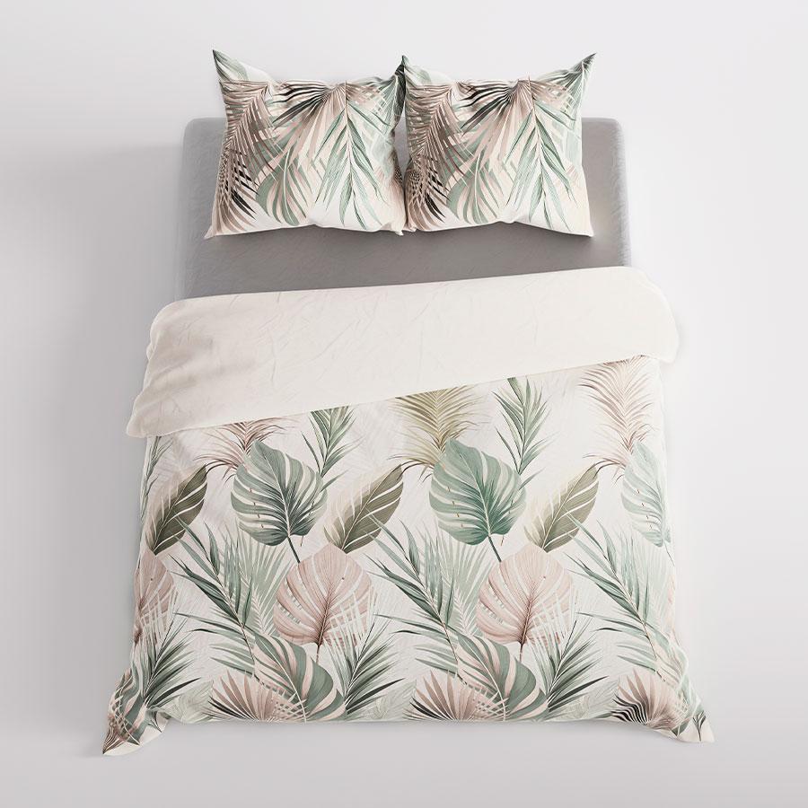 LUSH bedding set 220x200 cm - cotton sateen, tropical leaf pattern