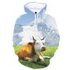 Spring and Autumn Pullover Sweatshirt 3D Pastoral Cow Print Hoodie Men's Fashion Long-Sleeve Lightweight Top