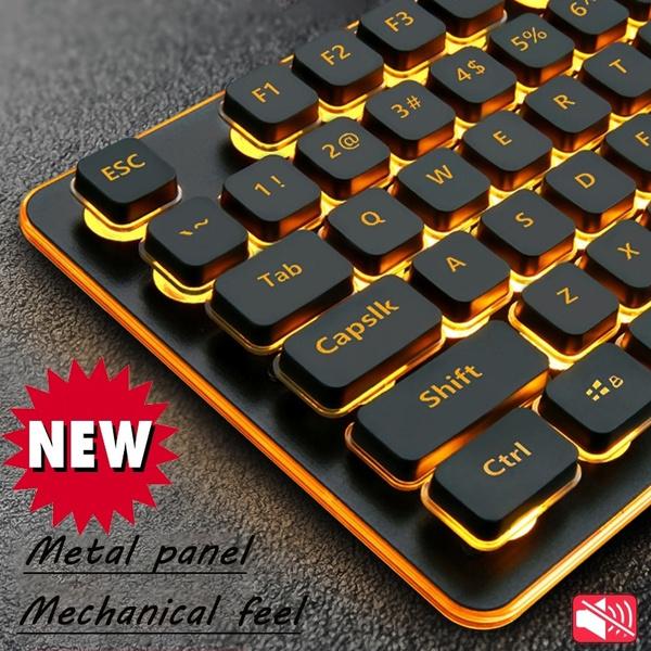 Игровая USB-клавиатура со светодиодной подсветкой, 104 клавиши, эргономичная клавиатура с подставкой для запястья, для ПК с ОС Windows, настольного компьютера и ноутбука