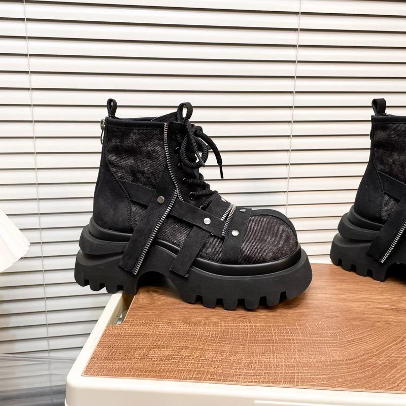 Fashion Platform Women Ankle Chelsea Boots Designer Lace Up Sport Shoes Winter New 2025 Fashion Brand Women's Boots Walking Mujer Shoes