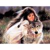 DIY Diamond Embroidery Painting Women Wolf Area Highlight